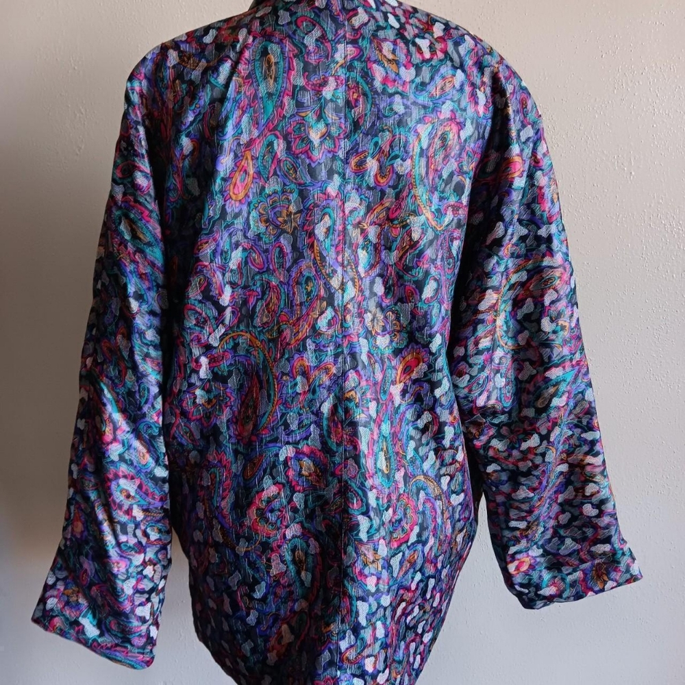 Vintage Mun Yang Multicolor Blazer Jacket, Loud Funky Busy Print Suit Coat XL+ - Picture 2 of 9